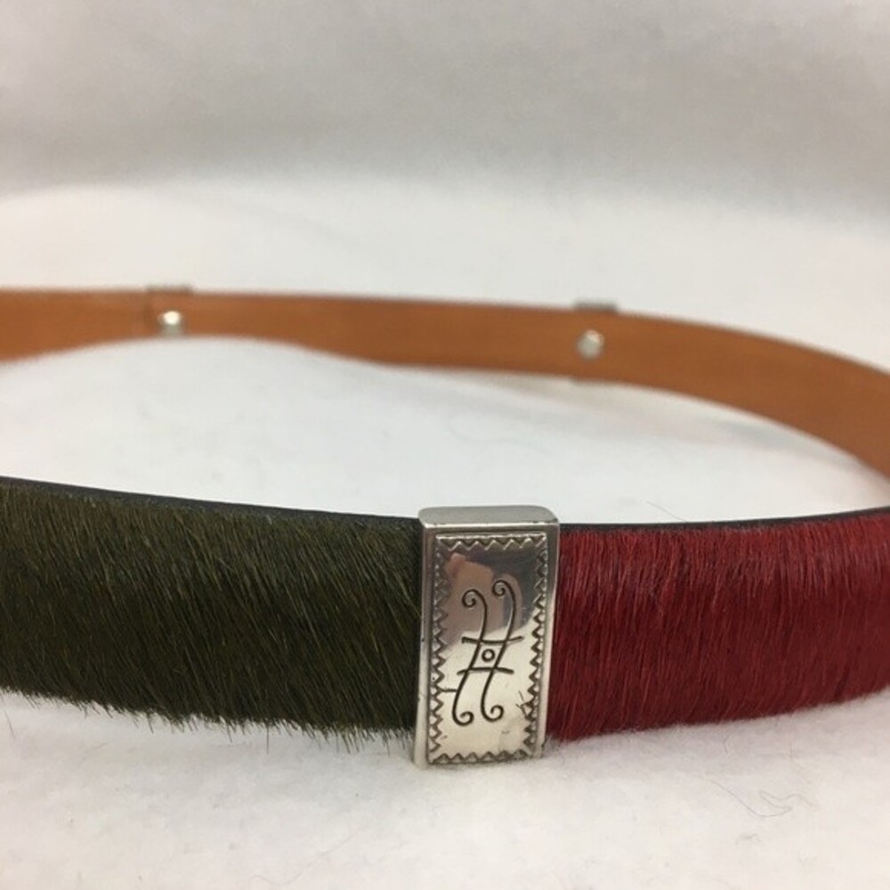 Brighton Pony Hair Black & Silver Metallic Concho Leather Belt M - Picture 6 of 9